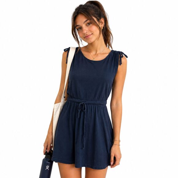 Converse Dresses & Skirts - Converse One Star Blue Sleeveless Dress Small Tie Shoulder Elastic Waist Casual